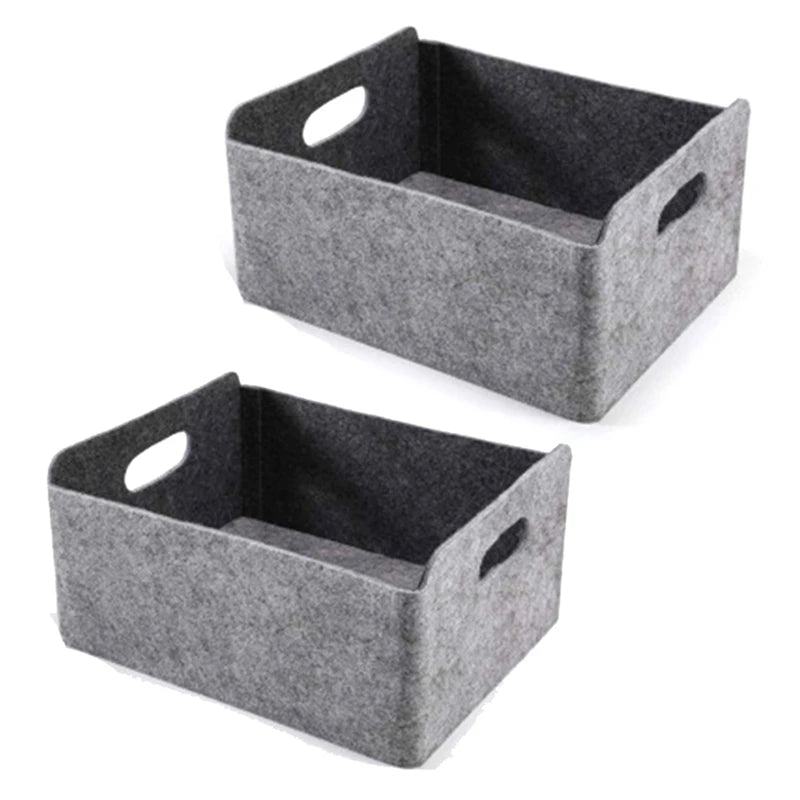 HOT-2Pcs Felt Storage Basket/Bin with Handles, Collapsible & Convenient Storage Solution