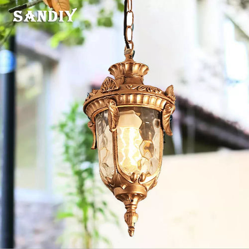 SANDIY Rétro Lustre Vintage Extérieur Plafond Suspension Europe Suspension pour Jardin Porche Balcon Cour Éclairage Public