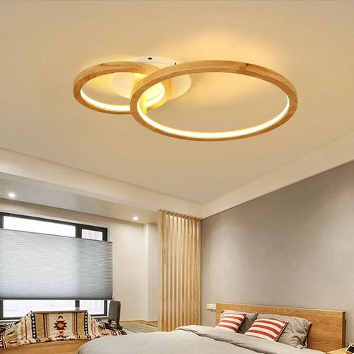 plafonnier en bois moderne design créatif rond luminaires intérieurs