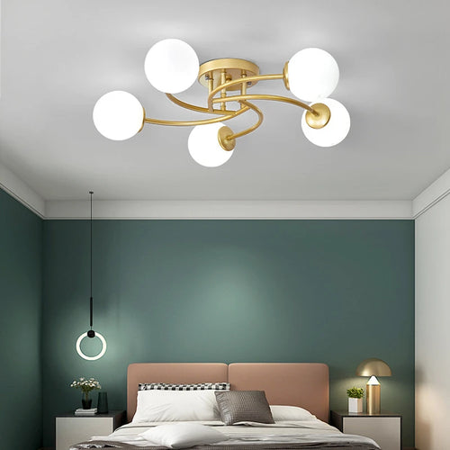 Schlichte nordische Glas-Deckenleuchte mit moderner LED - vue 3 sur 12