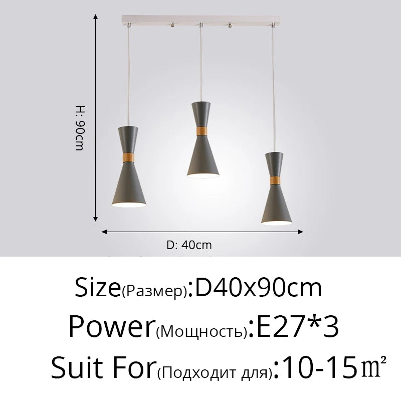 Moderne Pendelleuchte aus Holz kreative Macaron - vue 12 sur 17