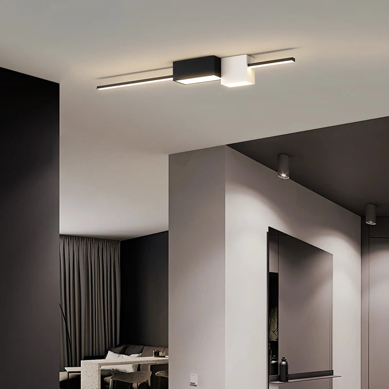 Minimalistische LED-Deckenleuchte im nordischen Stil für langen Flur - vue 4 sur 14