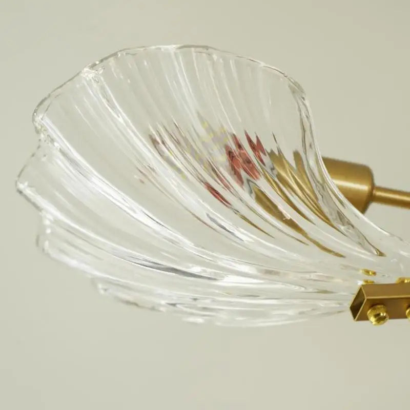 plafonnier en verre antique coquille cuivre lumière moderne design élégant - vue 6 sur 7