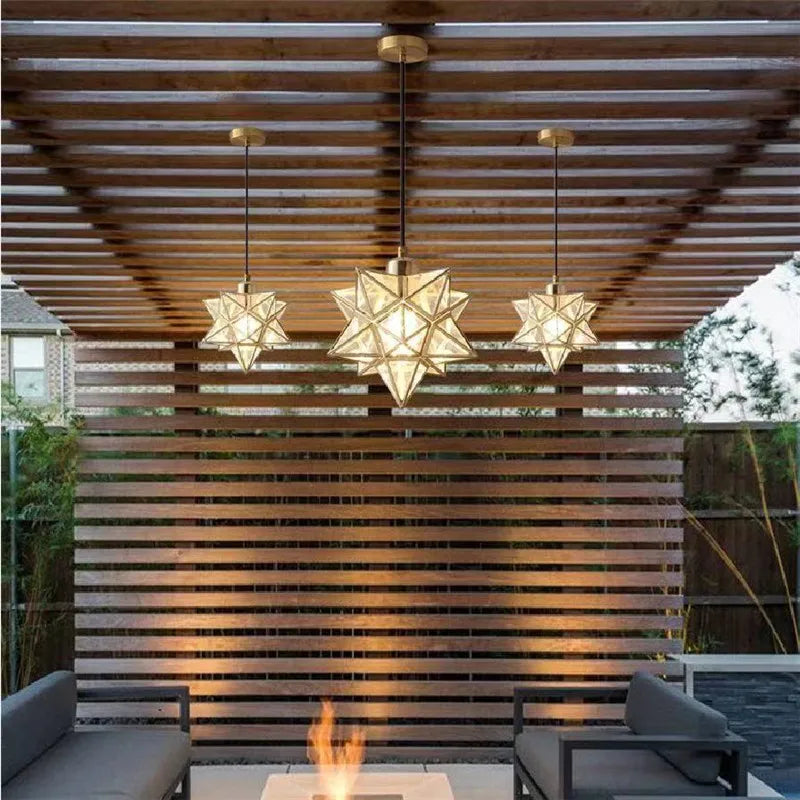 plafonnier moderne en forme de pentagramme doré déco - vue 5 sur 14