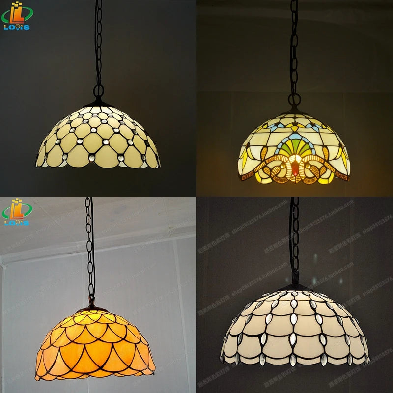 lustre tiffany européen pour restaurant café ou bar - vue 2 sur 19