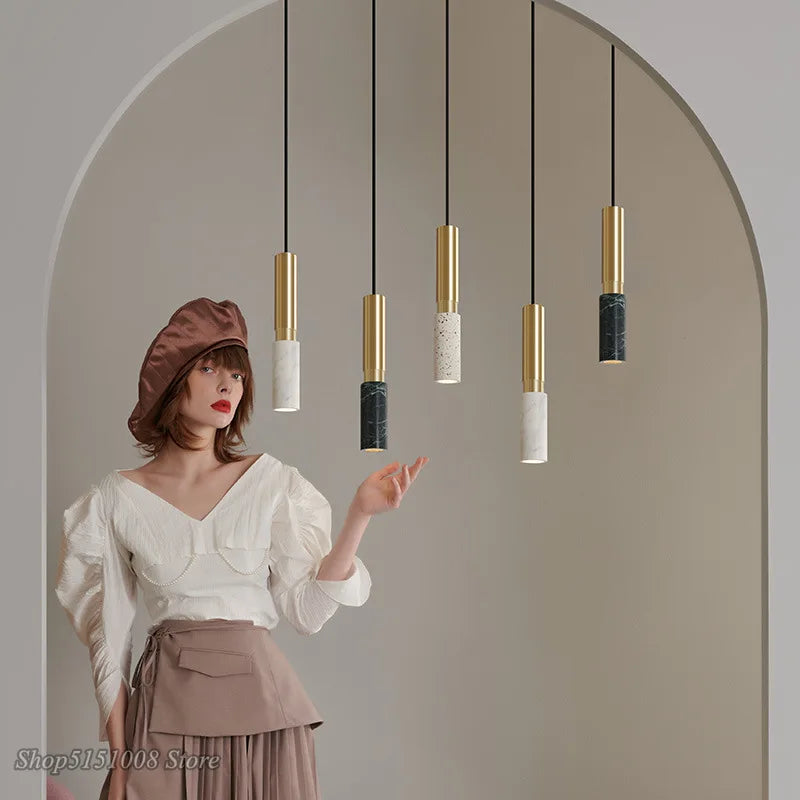 suspension moderne simple en marbre de style nordique ins - vue 3 sur 11