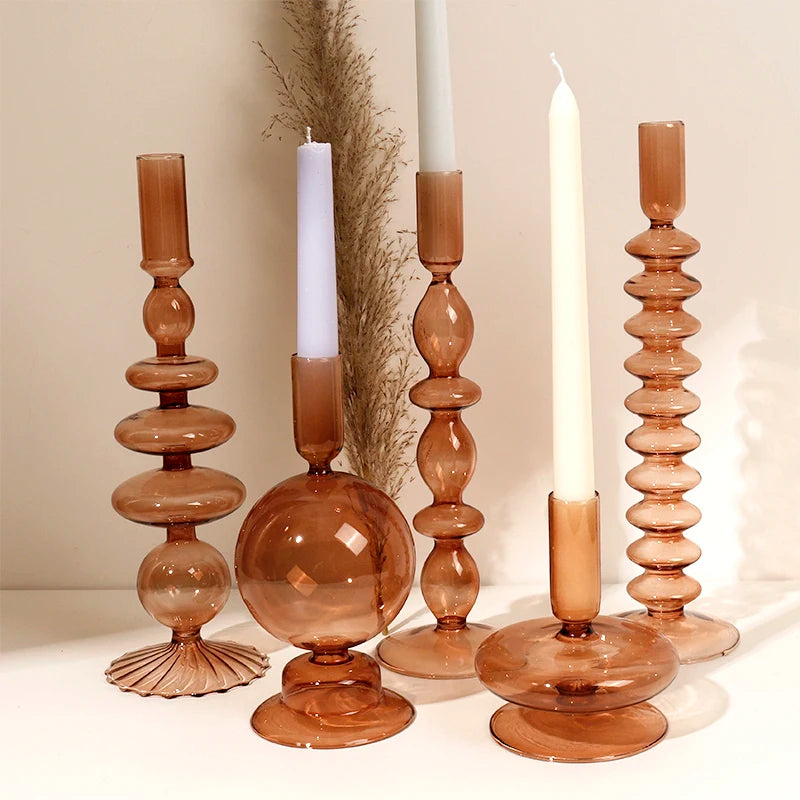 bougeoirs en verre pour décoration de table festive - vue 2 sur 11