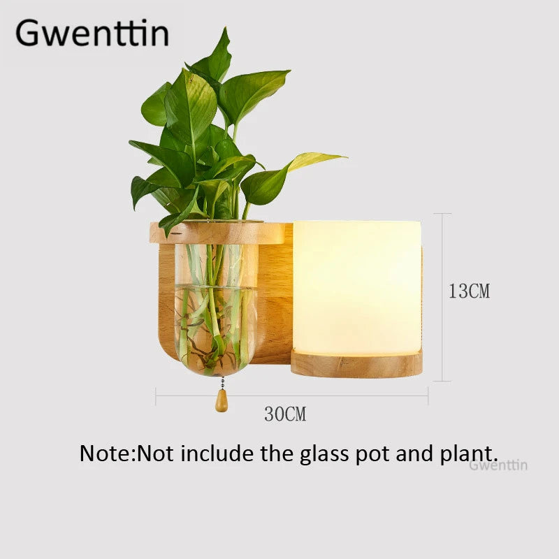 Moderne LED-Wandleuchte aus Holz und Glas zum Selbstmontieren - vue 8 sur 14