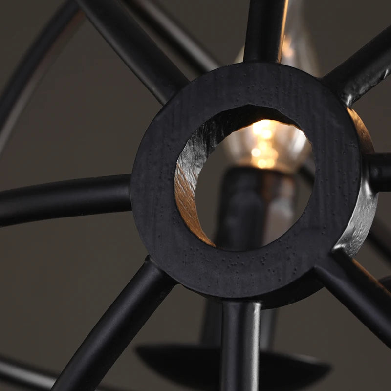 Kugel-Kronleuchter im Vintage-Industrie-Stil aus Schmiedeeisen - vue 5 sur 6