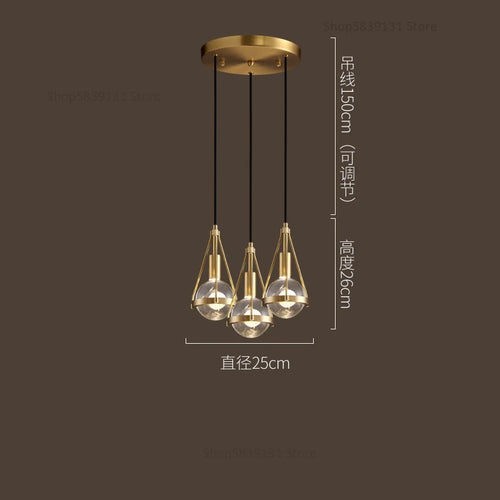 LED-Pendelleuchte Loft Kupfer Kristall Nordisch - vue 11 sur 12