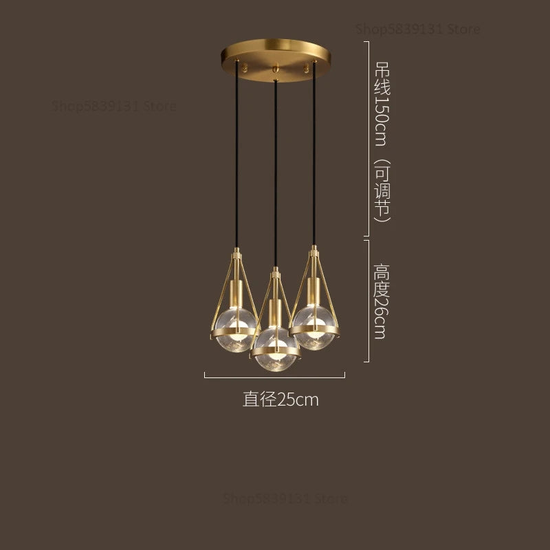 LED-Pendelleuchte Loft Kupfer Kristall Nordisch - vue 10 sur 12