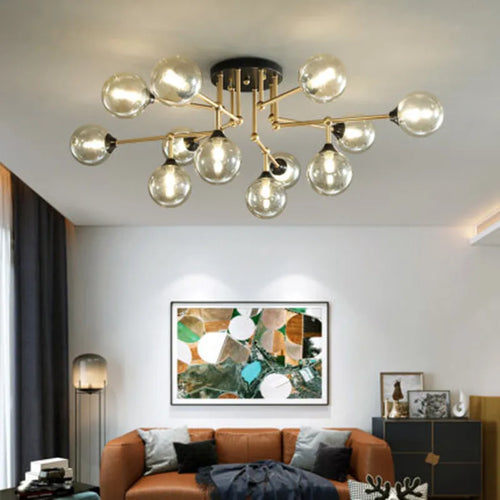 Moderner Kronleuchter aus Glas mit dekorativem Licht und zeitgemäßem Design - vue 6 sur 12