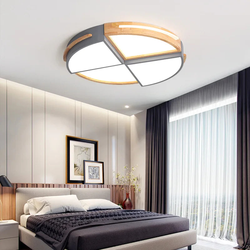 Elegante LED-Deckenleuchte Nordic aus Holz, Aufputzmontage - vue 4 sur 10