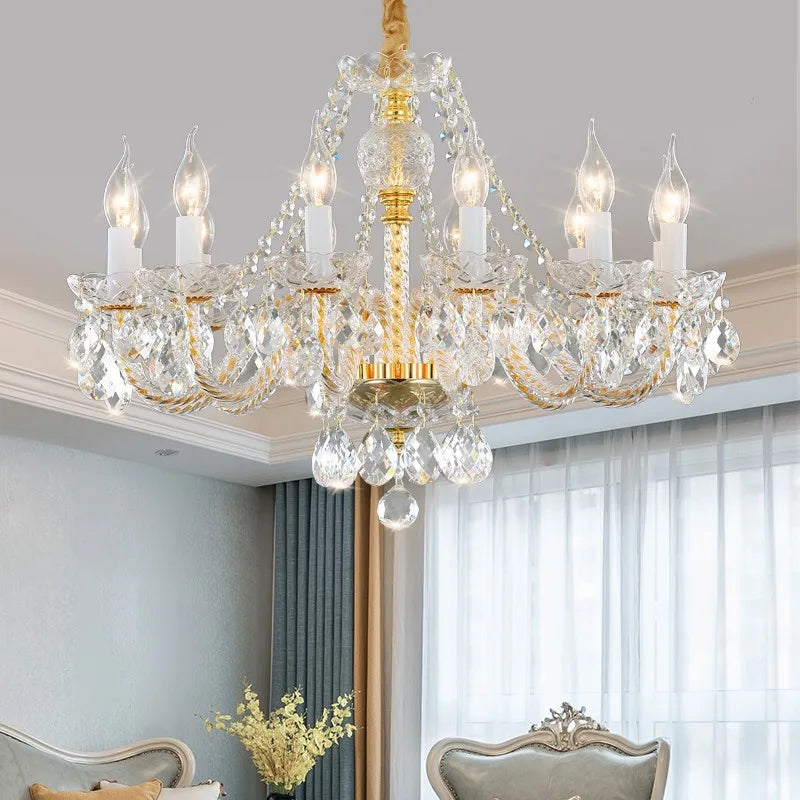 lustre en cristal doré pour décoration intérieure élégante - vue 3 sur 13