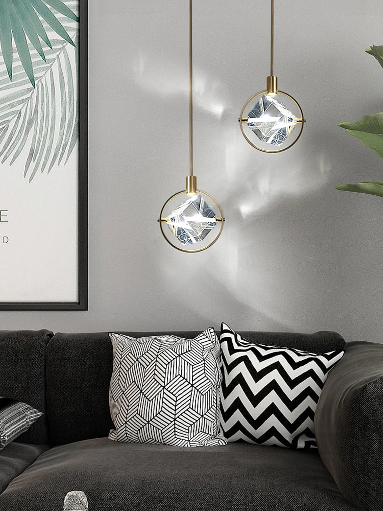 lustre led postmoderne créatif nordique luxe cristal bar - vue 6 sur 8