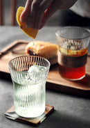 Ensemble 4 verres ondulés style relief verre transparent