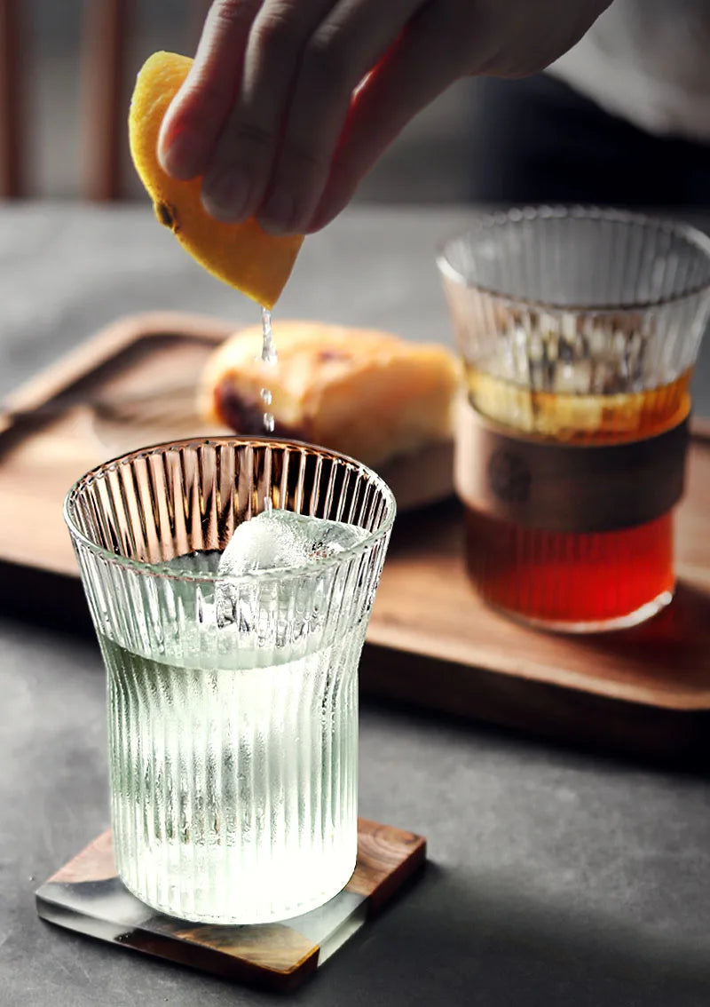 Ensemble 4 verres ondulés style relief verre transparent - vue 5 sur 7
