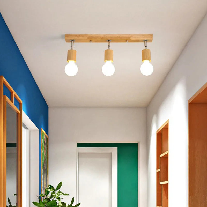 plafonnier moderne à leds en bois nordique pour intérieur - vue 5 sur 8