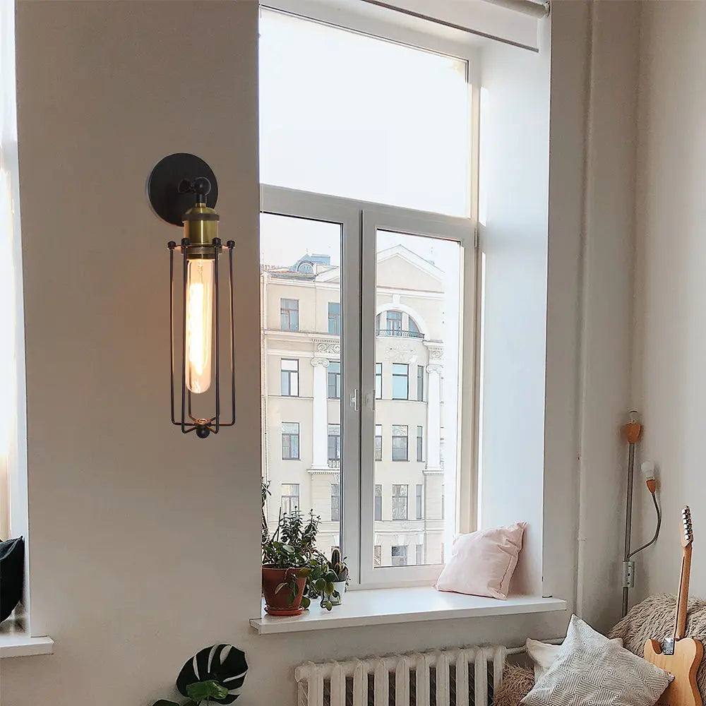 Vintage industriel applique murale LED lumière rétro Loft appliques E27 fer abat-jour Cage garde applique lumières intérieures éclairage Wandlamp - vue 5 sur 6