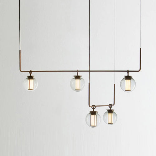lustre design postmoderne en verre et métal éclairage nordique décoratif - vue 2 sur 9
