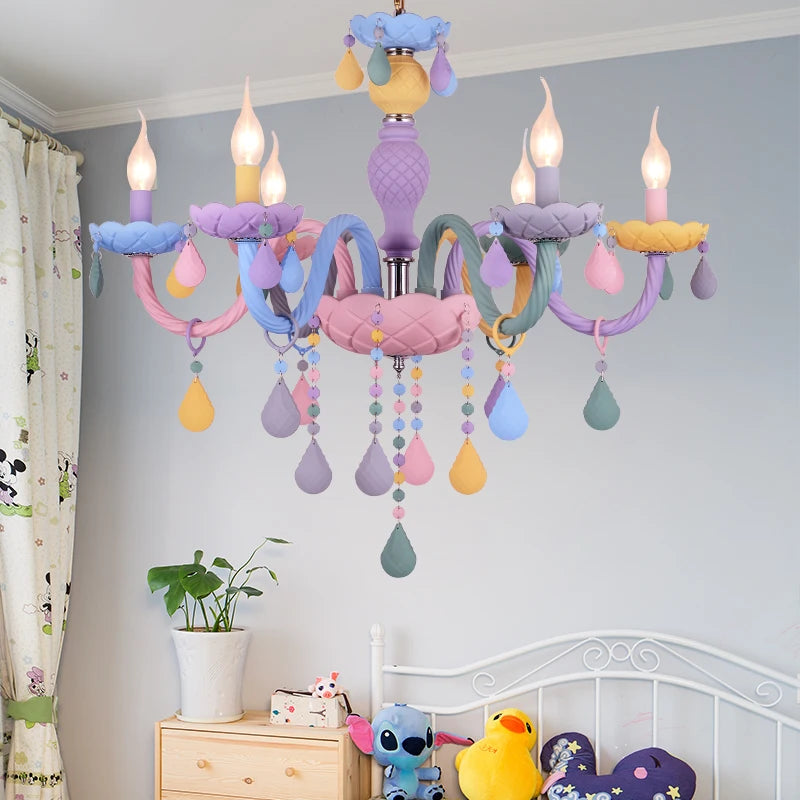 lustre arc-en-ciel pour enfants style macarone kawaii led