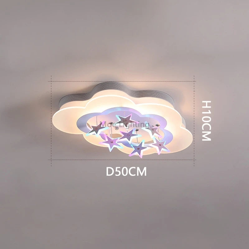 plafonnier lumineux étoiles nuages pour chambre d'enfants - vue 10 sur 10