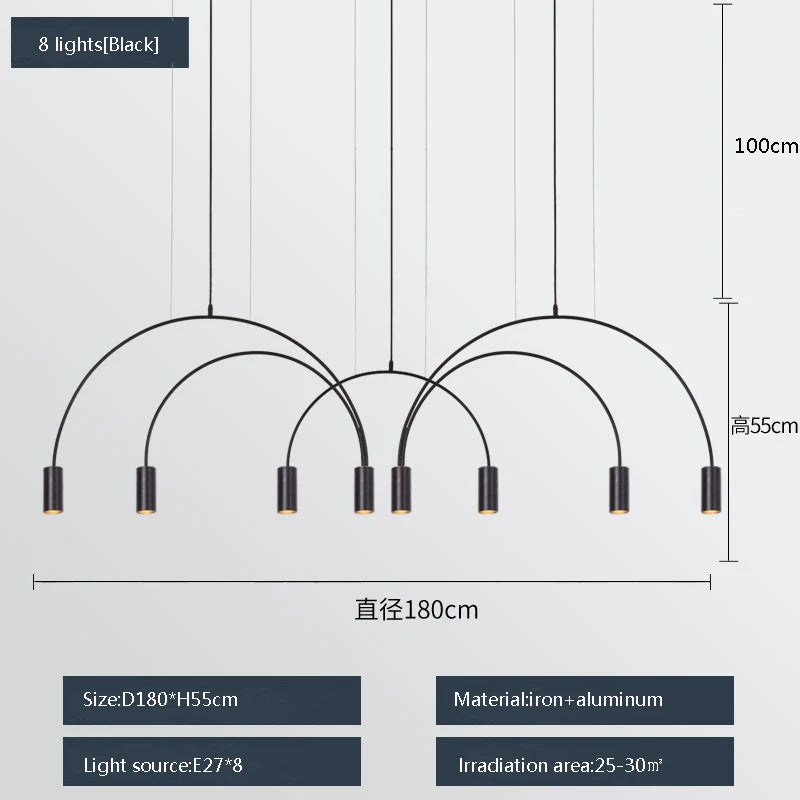 suspension moderne à trois têtes design créatif et élégant