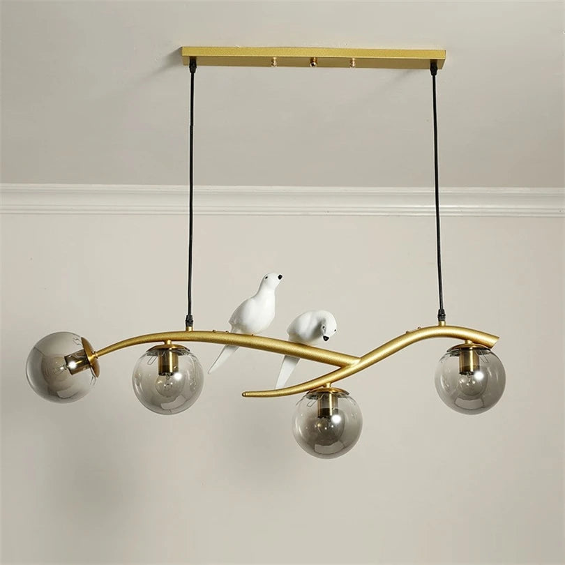 lampe d'oiseau nordique lustre moderne abat-jour en verre led - vue 3 sur 14
