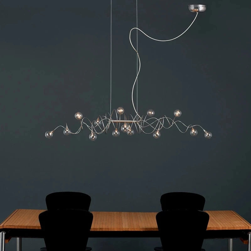 lustre nordique led en verre suie moderne pour bar et café - vue 7 sur 9