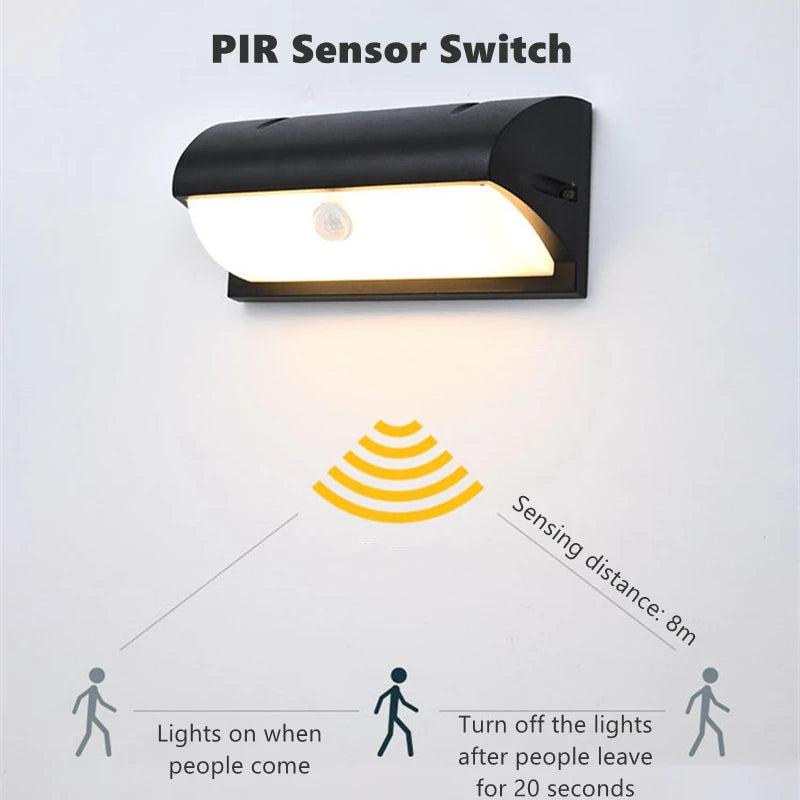 18W 30W Outdoor LED Wall Lamp PIR Motion Sensor IP65 Waterproof Porch Light Balcony Garden Corridor Wall Sconce Lighting Fixture - vue 3 sur 15