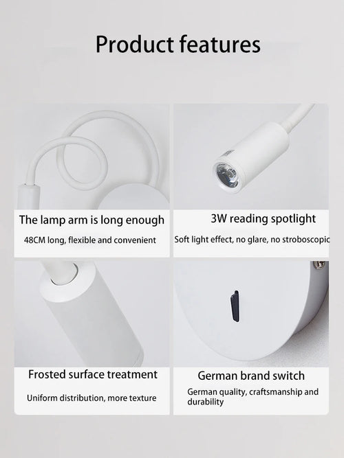 Flexible LED-Lesewandleuchte für Zuhause und Hotel - vue 6 sur 5