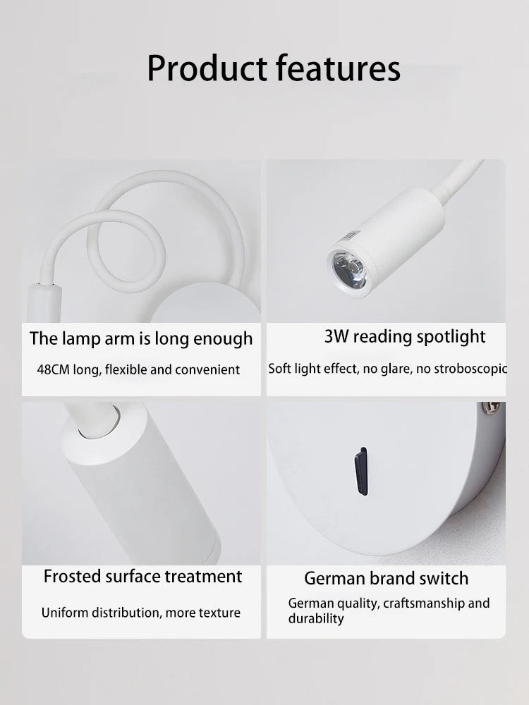 Flexible LED-Lesewandleuchte für Zuhause und Hotel - vue 5 sur 5