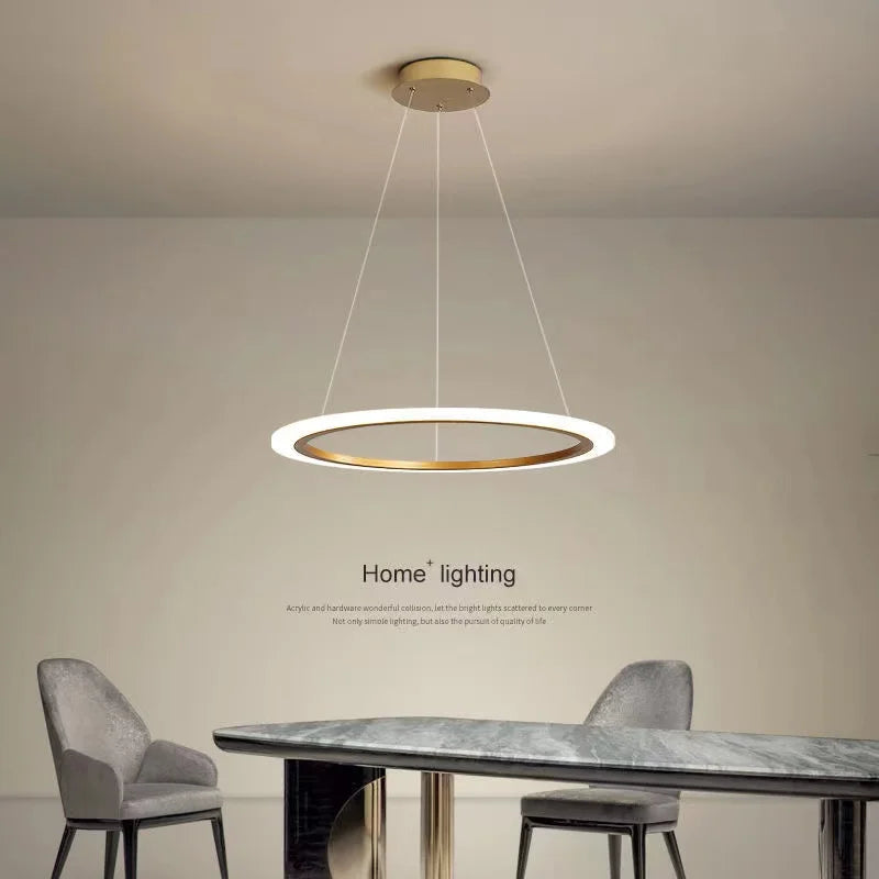 lustre circulaire minimaliste moderne avec éclairage led d'apprentissage - vue 4 sur 9