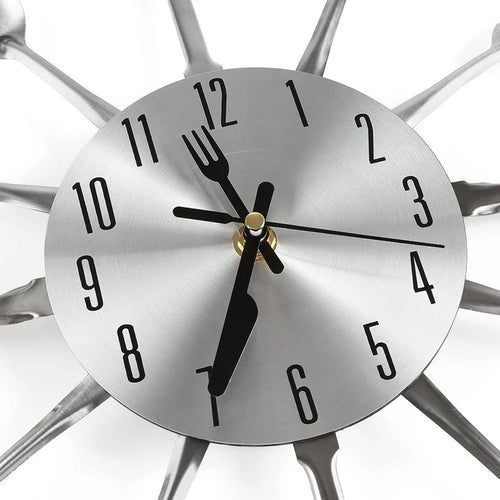 Large Kitchen Wall Clocks with Spoons and Forks,Great Home Decor and Nice Gifts,Wall Clock Creativ Tableware Wall Clock - vue 6 sur 7
