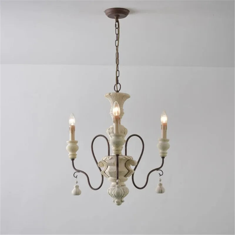 lustre suspendu en fer et bois vintage style industriel - vue 4 sur 11