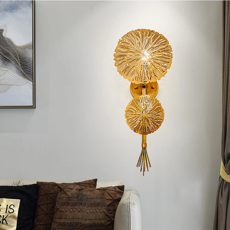 applique murale luxe feuille lotus décorative moderne pour salon et hôtel - vue 5 sur 7