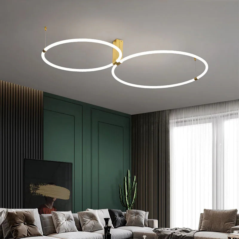Plafonnier design ronds LED éclairage 360 degrés en acrylique - vue 2 sur 11