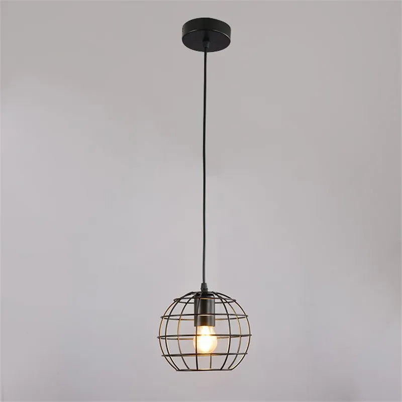 lampes suspendues vintage loft modernes cage en fer - vue 2 sur 5