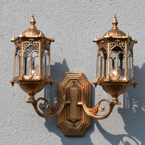 applique murale extérieure à double tête style européen rétro étanche - vue 3 sur 8