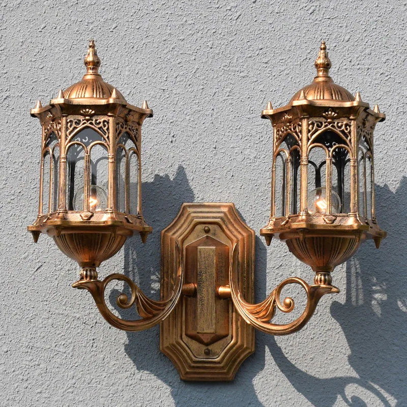 applique murale extérieure à double tête style européen rétro étanche - vue 3 sur 8