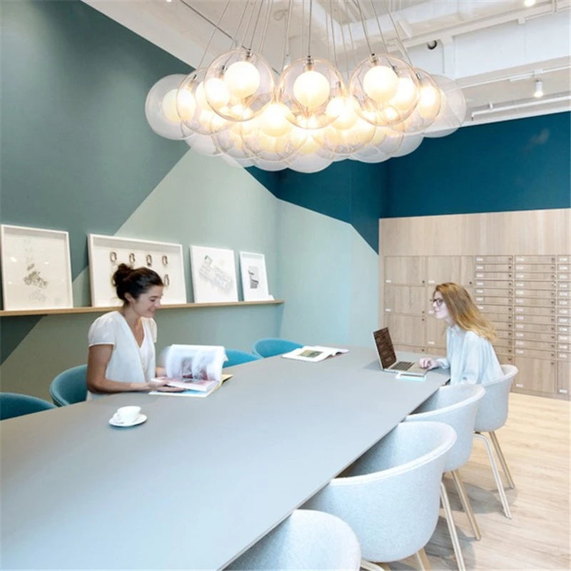 suspension lumières led modernes en verre pour bar restaurant - vue 4 sur 13