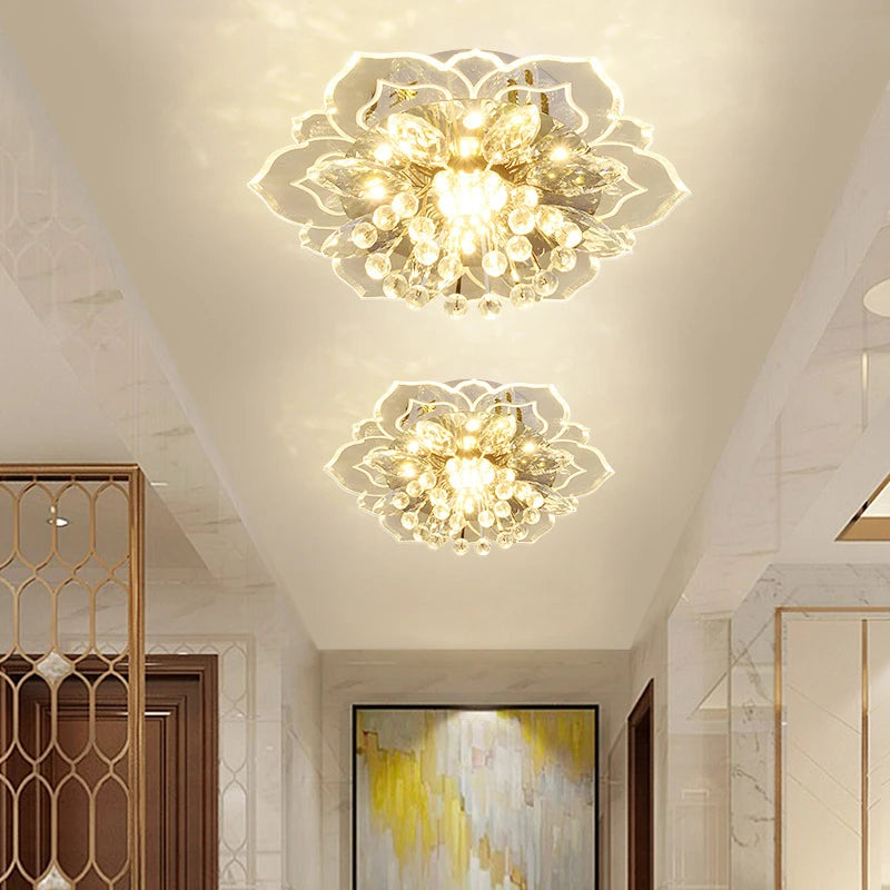 lustre en cristal fleurs pour décoration éclairage intérieur - vue 4 sur 11