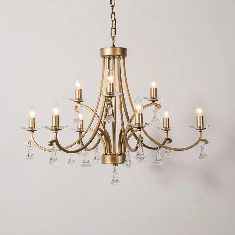 lustre en cristal doré éclairage moderne haut de gamme - vue 3 sur 10