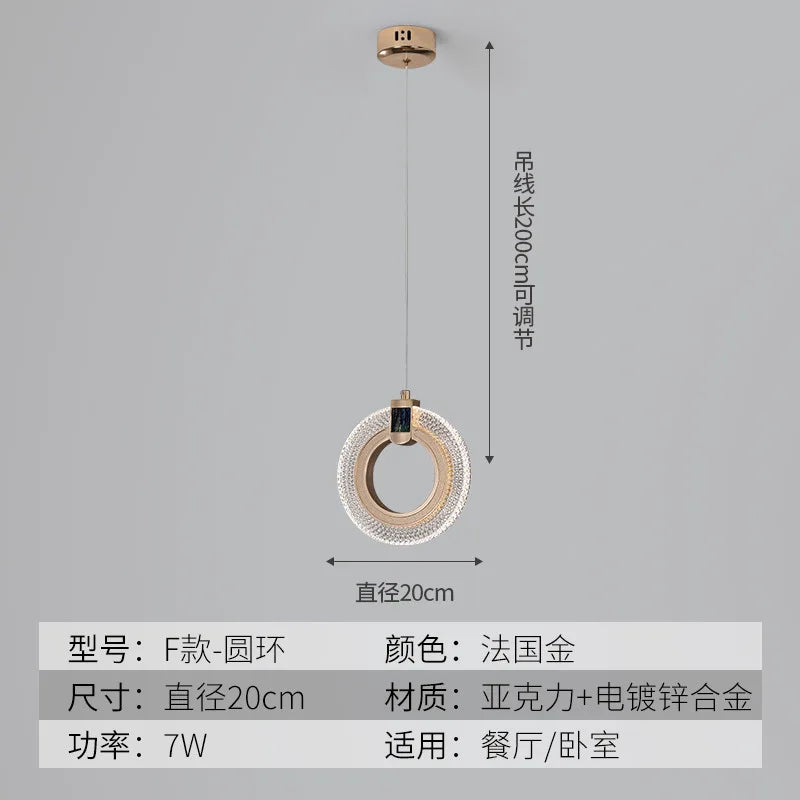 LED-Pendelleuchte aus goldenem Kristall im modernen nordischen Design - vue 13 sur 21