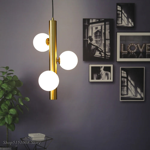 lampes suspendues dorées créatives en forme de haricot magique