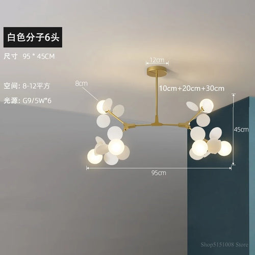 LED-Pendelleuchte im nordischen Design mit dekorativen Blumen aus Acryl - vue 18 sur 24