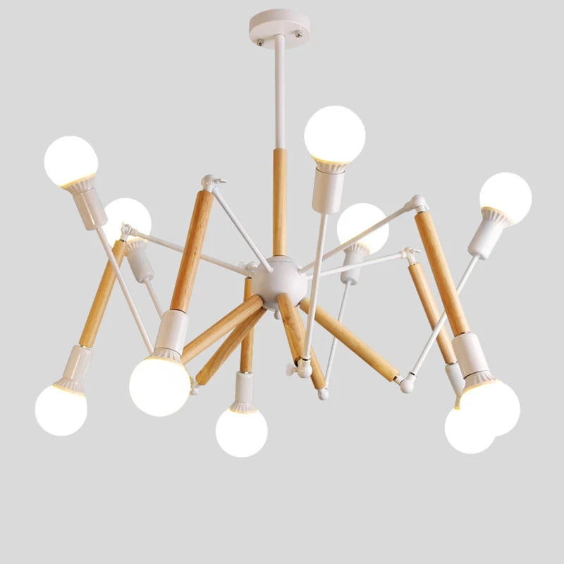 Lustre en bois massif style moderne lampe araignée créative post-moderne