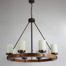 lustre rétro en bois massif et fer pour villa café musée
