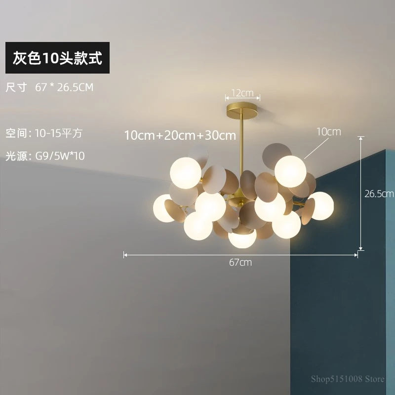 LED-Pendelleuchte im nordischen Design mit dekorativen Blumen aus Acryl - vue 12 sur 24