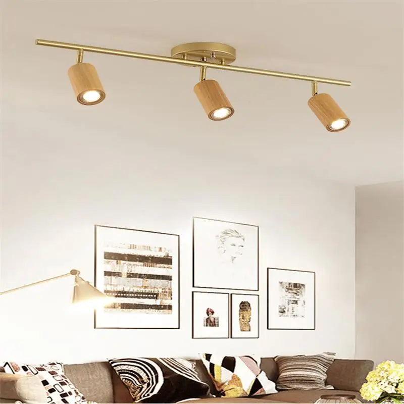 lampe led en bois moderne montée en surface avec plusieurs têtes - vue 6 sur 14